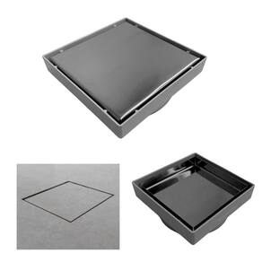 Ralo Banheiro Inteligente 10x10 modelo 2 em 1 Inox Invisível com Base Plástica Cinza Sifonado
