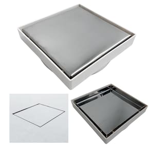 Ralo Banheiro Inteligente 10x10 modelo 2 em 1 Inox Invisível com Base Plástica Branca Sifonado