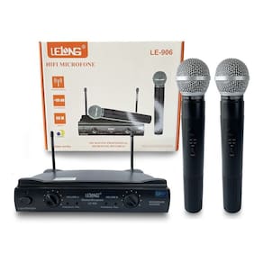Microfone Sem Fio Duplo Hifi Dinâmico Profissional P10 XLR Palestra evento karaoke