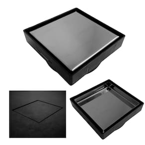 Ralo Banheiro Inteligente 10x10 modelo 2 em 1 Inox Invisível com Base Plástica Preta Sifonado