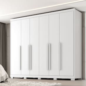 Guarda Roupa Casal com Pés 6 Portas em MDF Platinium Zanzini