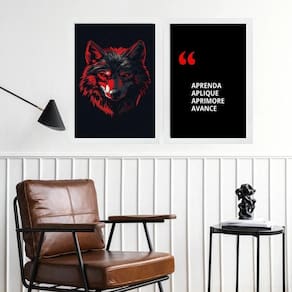 Kit 2 Quadros Motivacionais Aprendizado - Lobo 24X18Cm