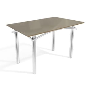 Mesa de Sala Jantar Elba Tampo Madeirado c/ Vidro 120cm Cromada/Freijo Bonze - Kappesberg