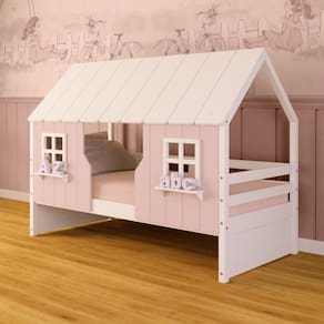 Cama Casinha Encantada Madeira Maciça Rosa/ Branco Megamobilia