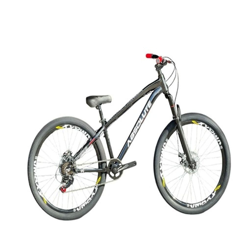 Bicicleta Absolute Brutus Preto Com Branco 3 Aro 26 Freio A Disco Single 1x7