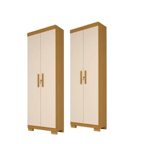 Kit 2 Armário Multiuso Israel 2 Portas com Chave 100% Mdf Linhamobília Cinamomo/off White