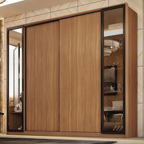 Guarda Roupa Casal 4 Portas Vidro Reflecta E 4 Gavetas Estônia Prime Tx Amêndola-nude