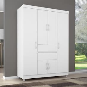 Guarda Roupa Solteiro 6 Portas E 2 Gavetas Utah Branco-rosa-branco Flex