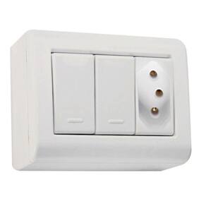 Conjunto Caixa 2 Interruptores Simples250v/ 10a E 1 Tomada 2p + T 250v/ 10a - Tramontina