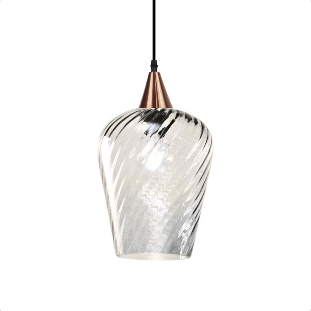 Pendente Monalisa G Rigato Transparente E27 Bivolt Cobre