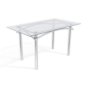 Mesa de Sala Jantar Elba c/ Tampo de Vidro 140cm Cromada - Kappesberg