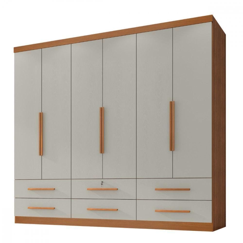 Guarda Roupa Casal Maximus 6 Portas Cinamomo Areia Zanzini Cinamomo/areia
