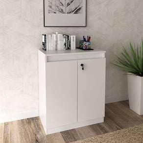 Balcão para Escritório com 2 Portas e Chave ME4149 Branco