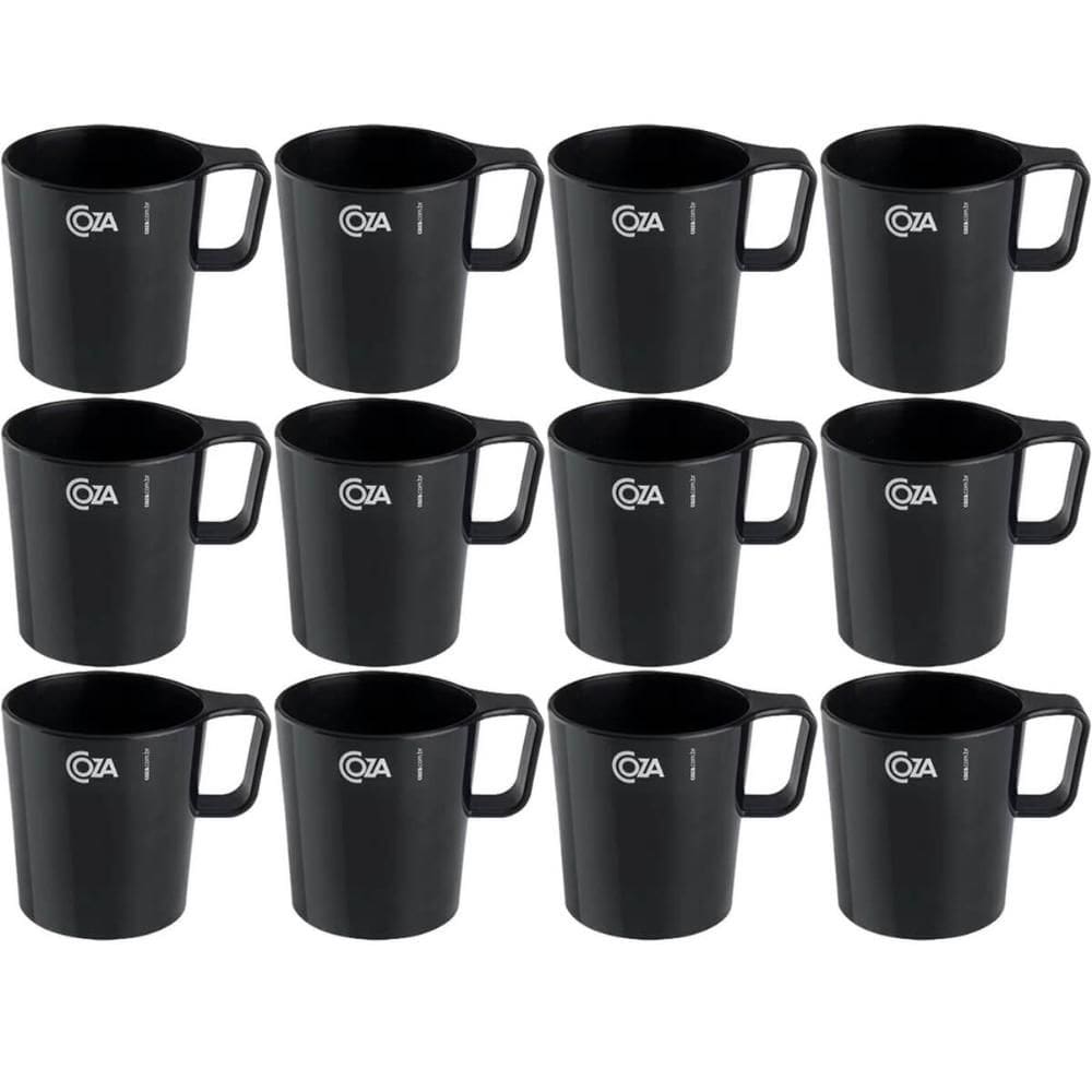 12 Canecas 250ml Preto Empilháveis Escolar Achocolatado Café