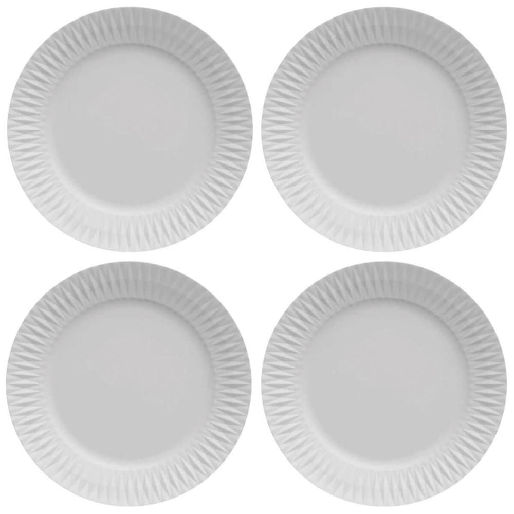Kit 4 Pratos Rasos Porcelana Branca 26,5cm Germer Mesa Posta Restaurante