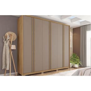 Guarda Roupa Casal 6 Portas e 4 Gavetas Gladiador Buriti/Fendi - Caemmun