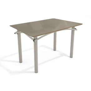 Mesa de Sala Jantar Elba Tampo Madeirado c/ Vidro 120cm Niquel/Freijo Bronze - Kappesberg
