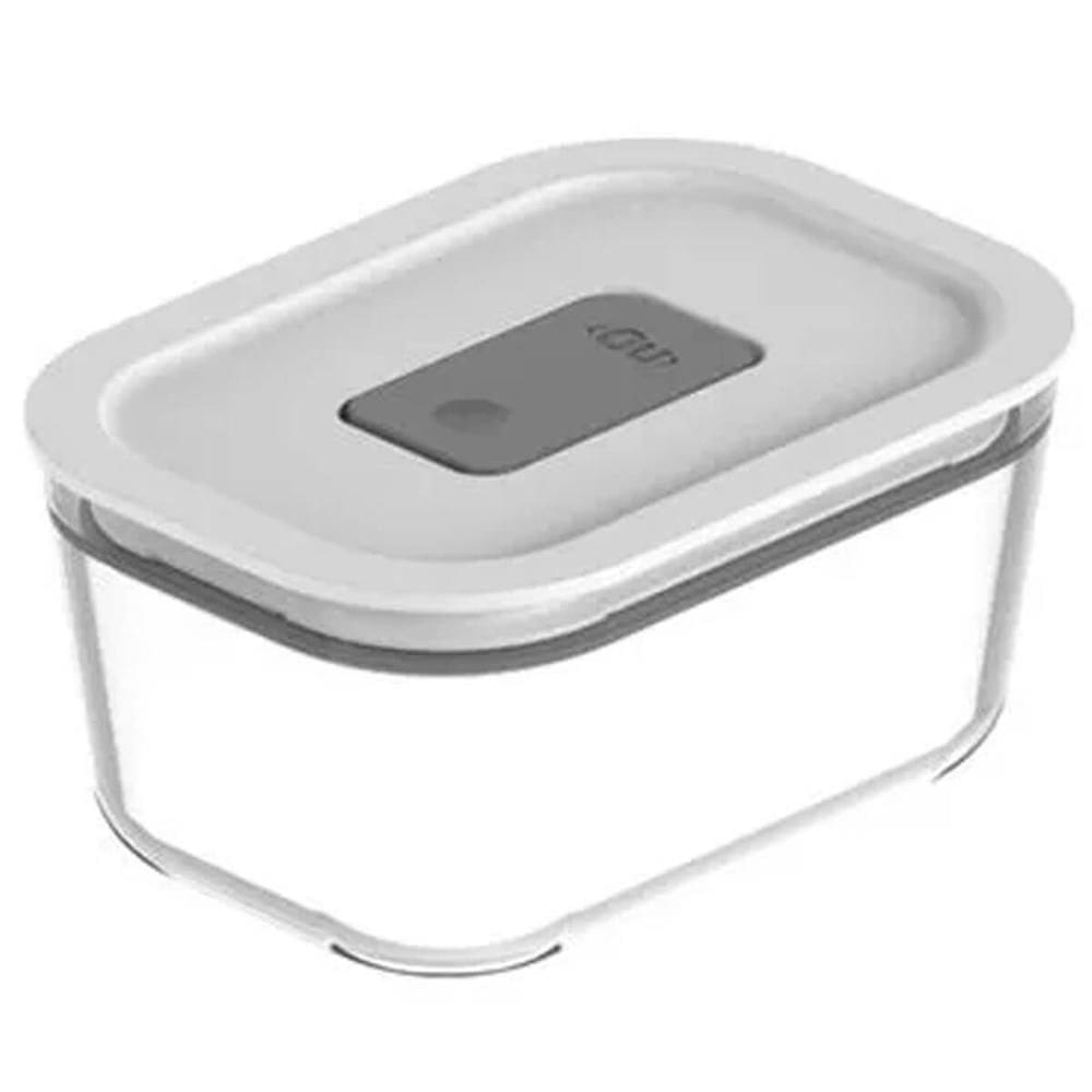 Kit 12 Potes De Vidro Hermético 370ml Branco Marmita Ou Fresh Lock Retangular