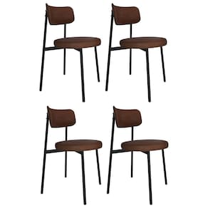 Cadeira De Jantar Estofada Kit 4 Nyka M25 Sintético Whisky - Mpozenato