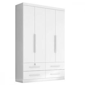 Guarda Roupa Solteiro Maximus 4 Portas Branco Abs. Zanzini Branco Absoluto