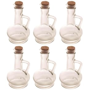 6 Potes de Vidro com Tampa Rolha 230ml para Azeite Vinagre Lyor Porta Condimentos