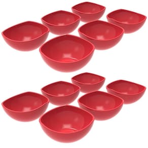 12 Potes de Sobremesa Doces Vermelho 265ml Plástico Trio Crippa Tigela