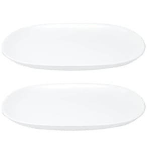 Kit 2 Travessas Oval Melamina 26x17cm Rasa Buffet Branca Restaurante Salada Petiscos Aperitivos Bar