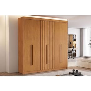 Guarda Roupa Casal 6 Portas (2 Ripadas) e 6 Gavetas Portugal Cinamomo - Conquista