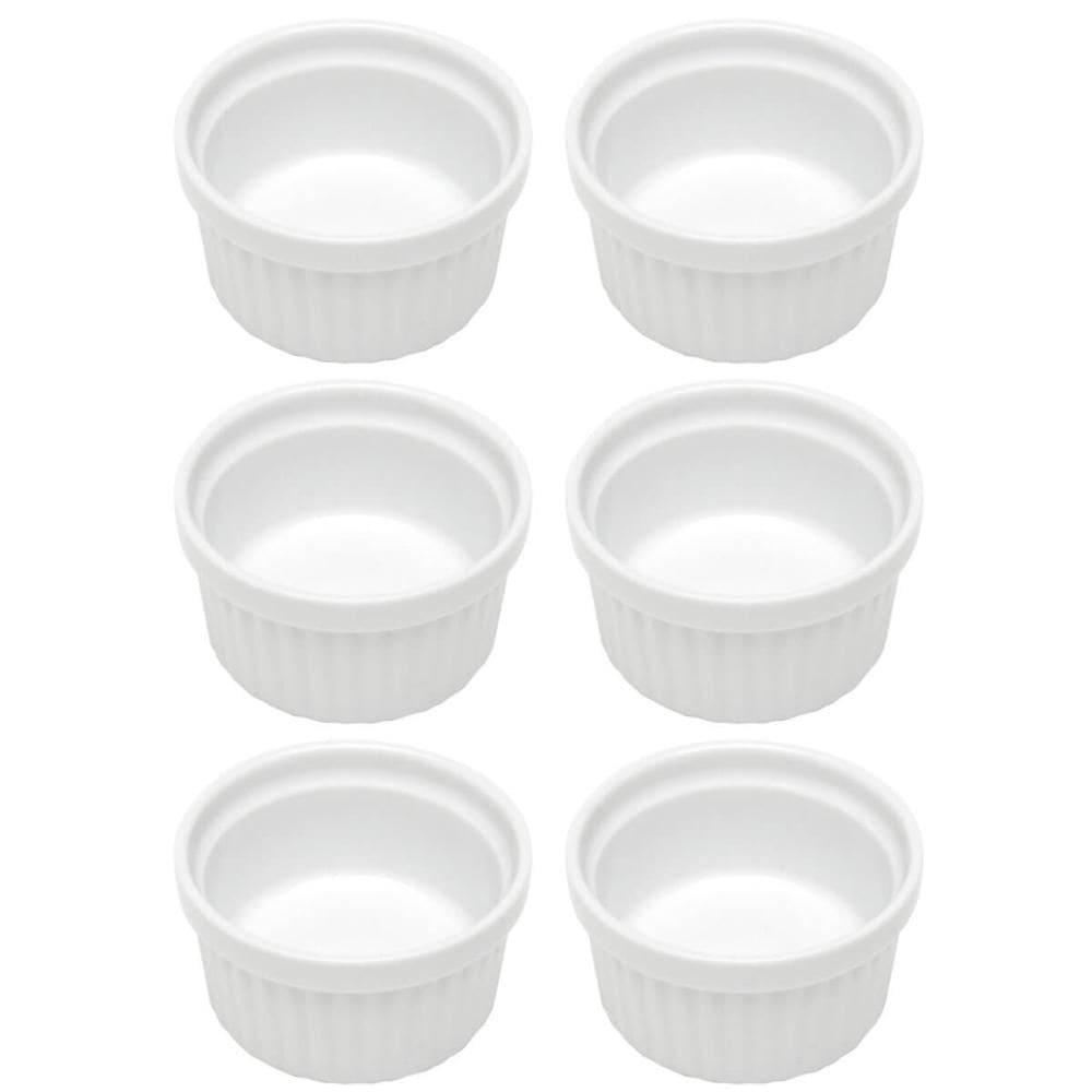 Kit 6 Ramequins Canelado 50ml Porcelana Classic Branco Lyor Pequeno Molhos