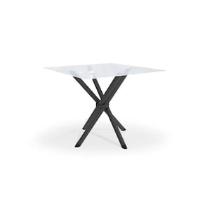 Mesa de Sala Jantar Volga c/ Tampo de Vidro Quadrado 90cm Preto - Kappesberg