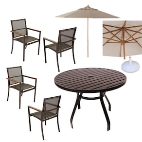 Jogo Conjunto De Mesa Aluminio 4 Cadeiras De Piscina Jardim Marrom