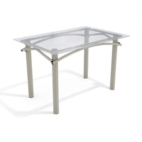 Mesa de Sala Jantar Elba c/ Tampo de Vidro 120cm Niquel - Kappesberg