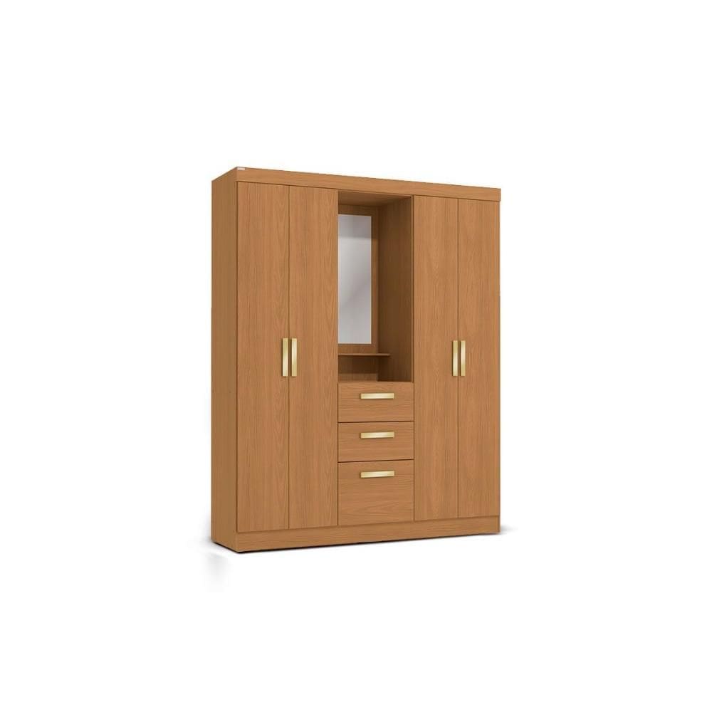 Guarda Roupa Casal 5 Portas e 2 Gavetas c/ 1 Espelho R591 Canela - Kappesberg