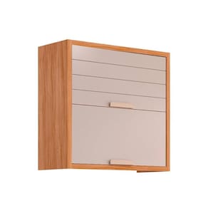 Armário Aéreo p/ Cozinha Eloise c/ 2 Portas Basculante Riscadas 80 cm Cinamomo/Off White - MGM