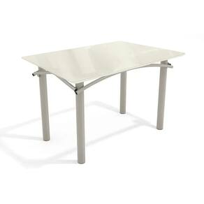 Mesa de Sala Jantar Elba Tampo Madeirado c/ Vidro 120cm Niquel/Off White - Kappesberg