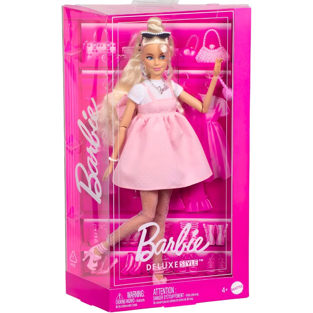 Barbie Fashion Deluxe Style Vestido Rosa C Laço HYV27 Mattel