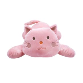 Gato De Pelúcia Rosa Claro Deitado - 37 Cm