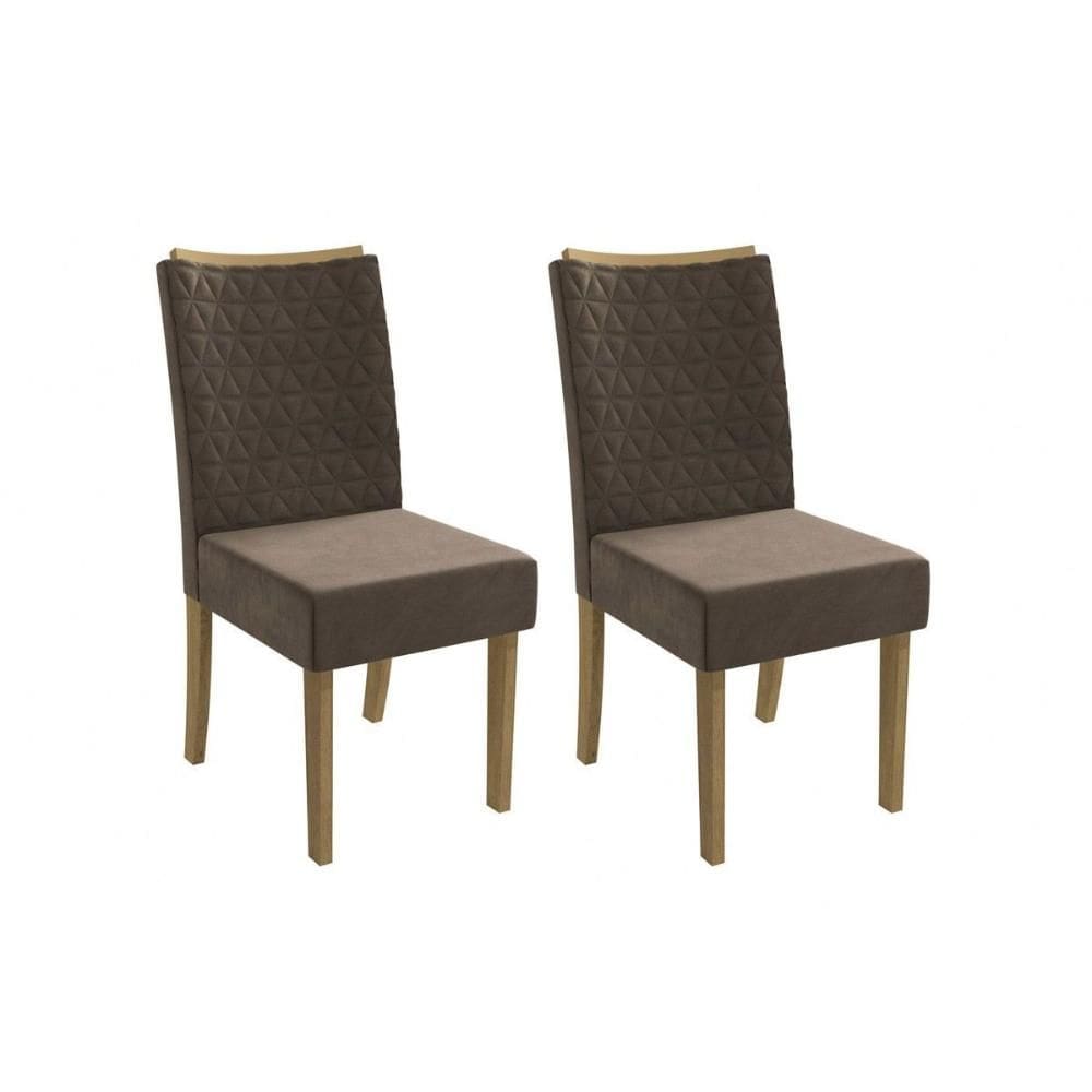 Cadeira Sala de Jantar 2CAD129 Kit 2 Un Canela/Suede Capuccino - Kappesberg
