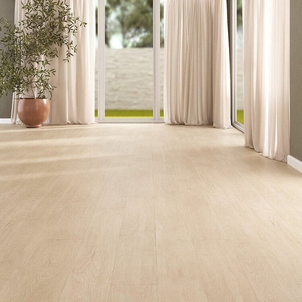Kit com 11m² Piso Vinílico em Régua 17,78cm X 2mm X 1,21m Sofisticato Ruffino Baunilha