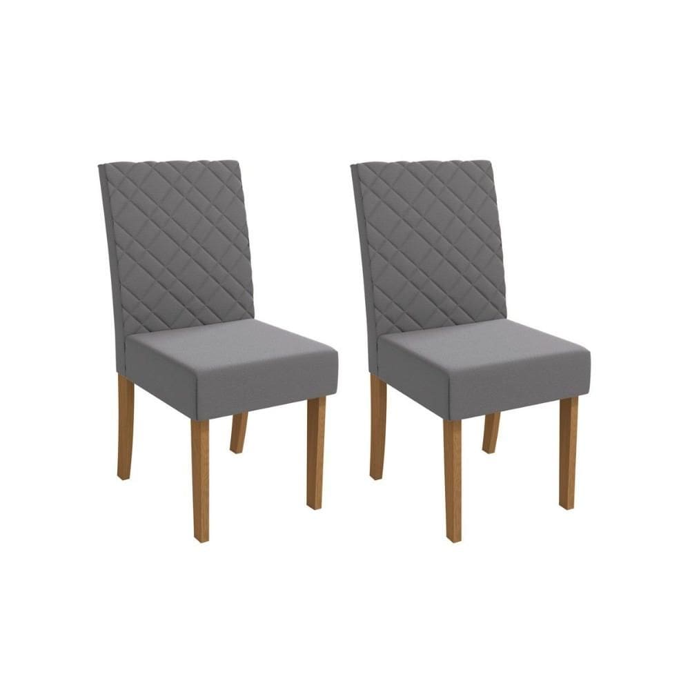 Cadeira Sala de Jantar 2CAD133 Kit 2 Un Canela/Suede Cinza - Kappesberg