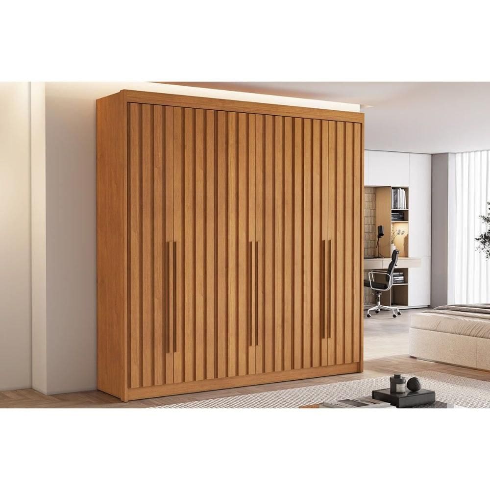 Guarda Roupa Casal 6 Portas Ripadas e 6 Gavetas Portugal Cinamomo - Conquista