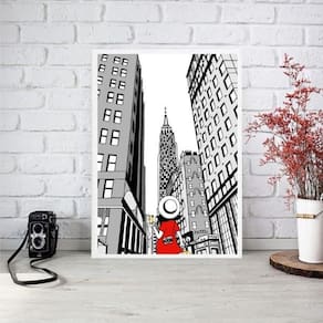 Quadro Decorativo Nova York - Turista 45X34Cm - Com Vidro