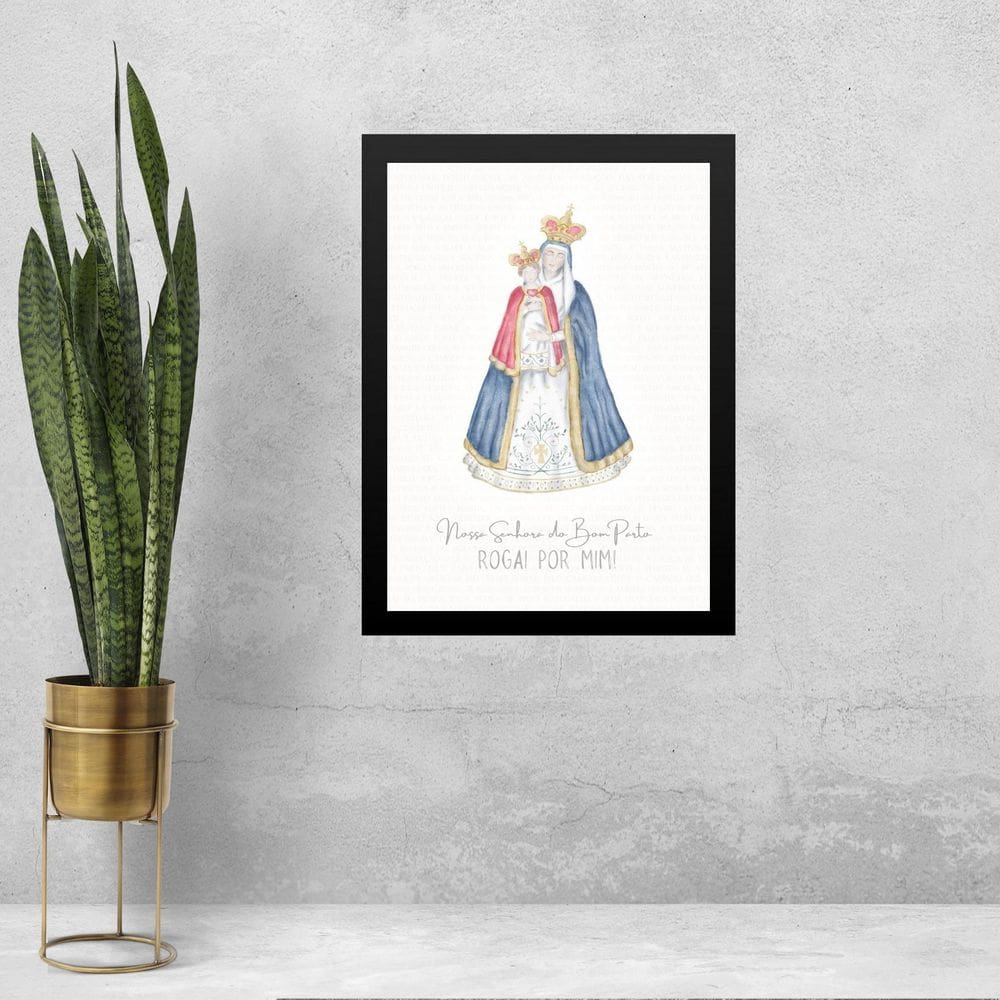 Quadro Aquarela Nossa Senhora Do Bom Parto 33X24Cm - Vidro