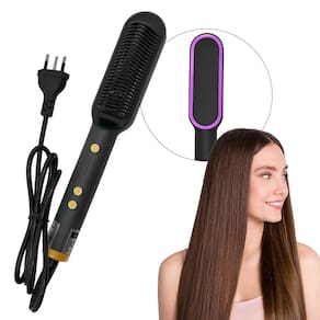 Escova Alisadora Elétrica Bivolt Com Controle De Temperatura - Preto