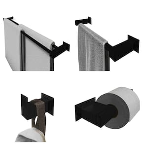 Kit Toalheiro Duplo 1Mt Inox 4 Pçs Polido Ou Preto Fosco