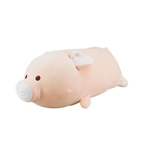 Porco Rosa Deitado Cilíndrico 38Cm - Pelúcia