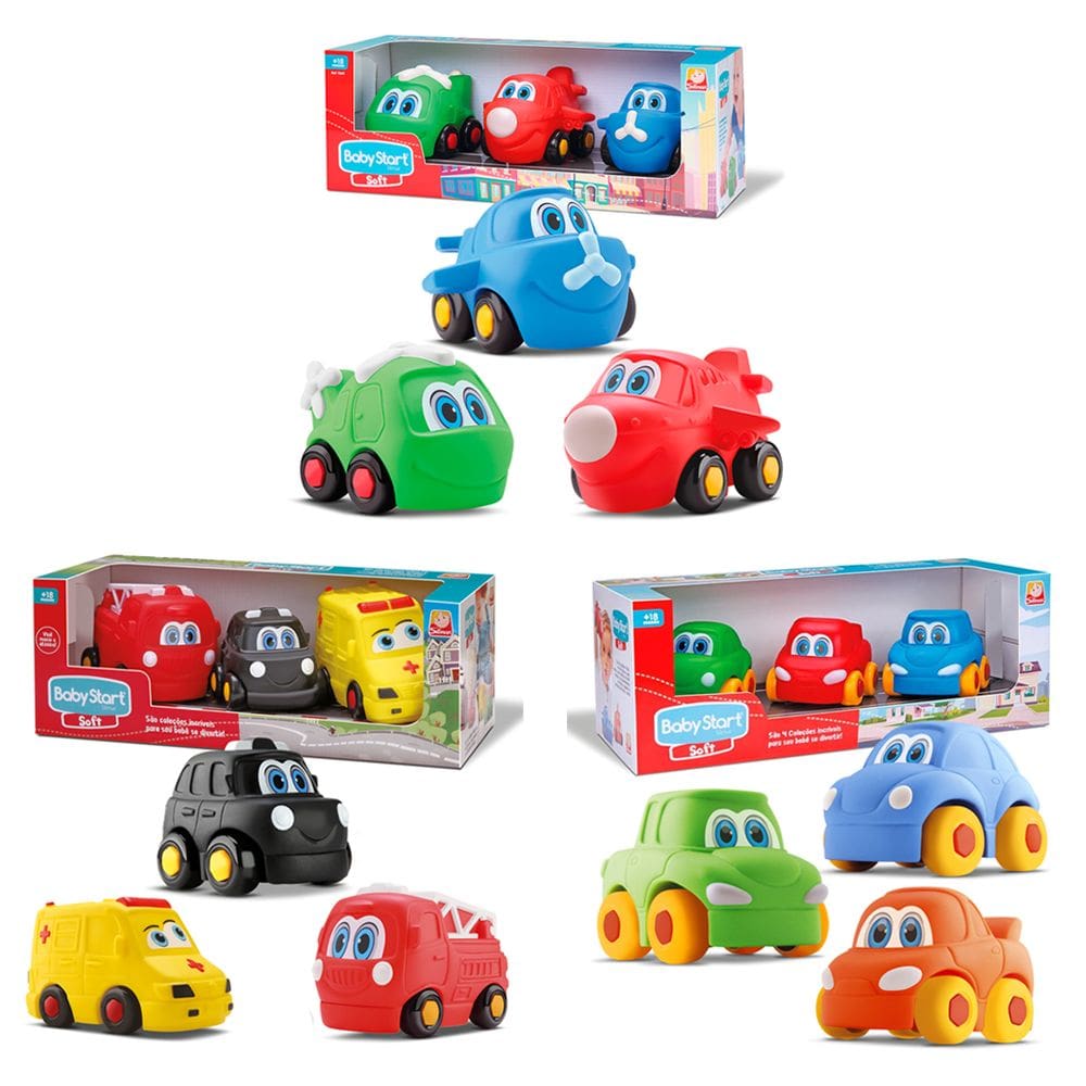 9 Brinquedo Vinil Apertar Infantil Carro Avião Emergência