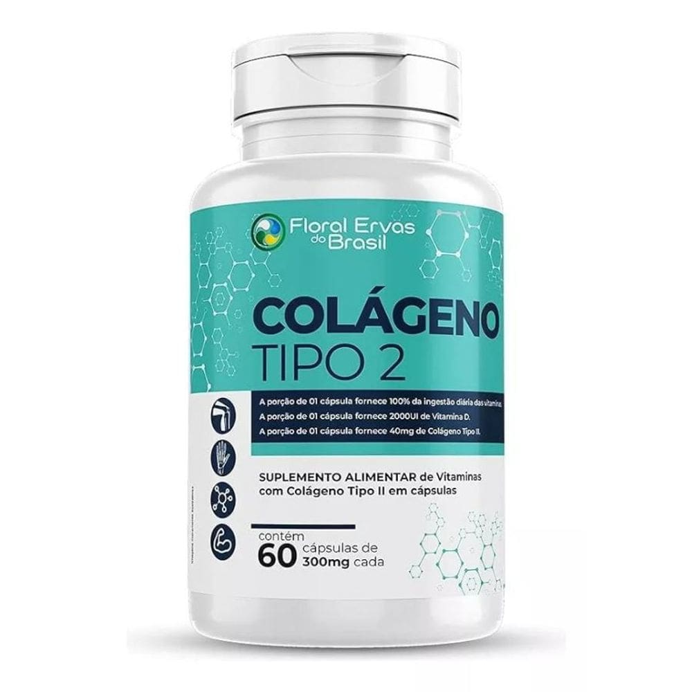 Colágeno Tipo 2 II 300mg 60 Cápsulas - Floral ervas