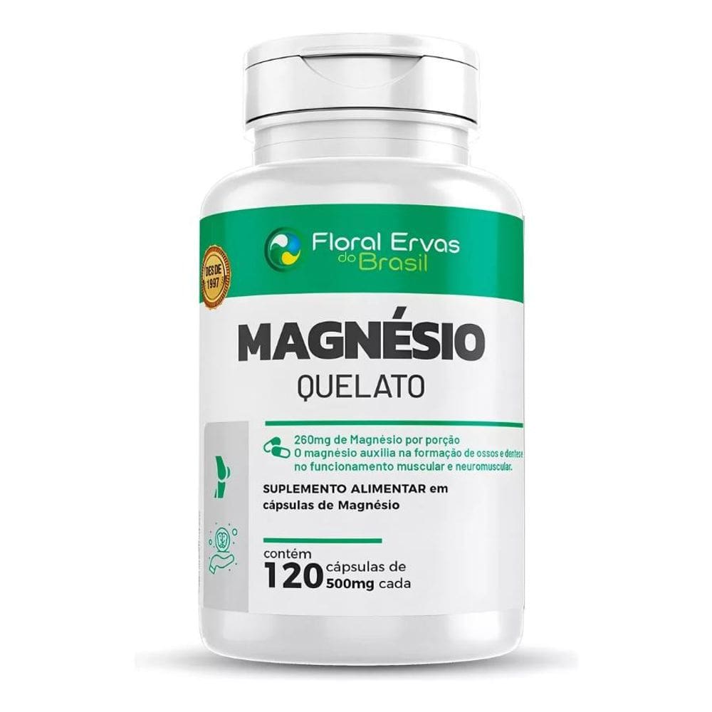 Magnesio Quelato 500mg 120 Cápsulas - Floral Ervas