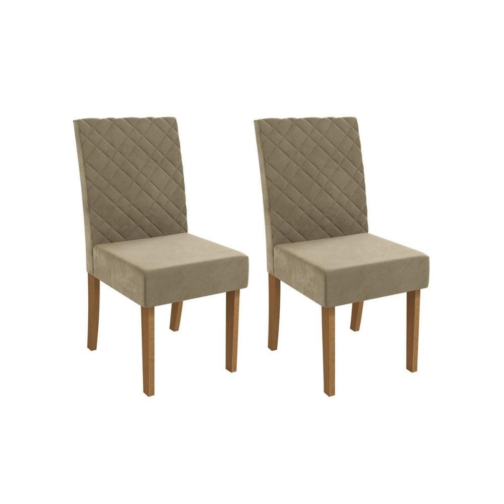Kit 2 Cadeiras Sala Jantar 2CAD133 2 Un Canela/Suede Bege - Kappesberg
